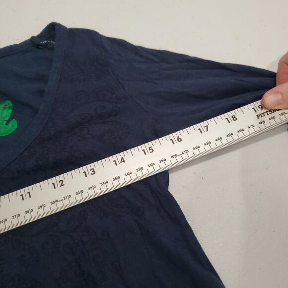 Desigual Tunic Shirt Womens Small Blue Long Sleeve Asym Hem Floral Boho - Picture 5 of 6